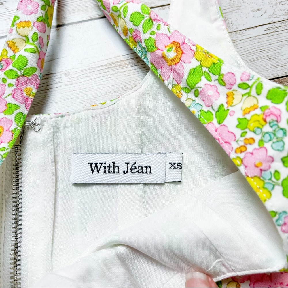With Jean Victoria Corset in Floral Pansies Pink Green Size XS - Picture 4 of 9